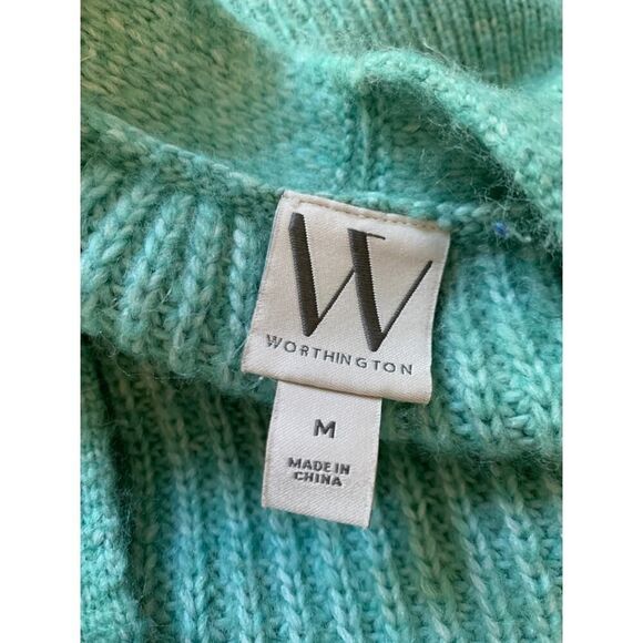 VTG 90s y2k Green Knit Cropped Sweater Mutton Sleeves Cable Argyle Cardigan Med - Picture 8 of 16